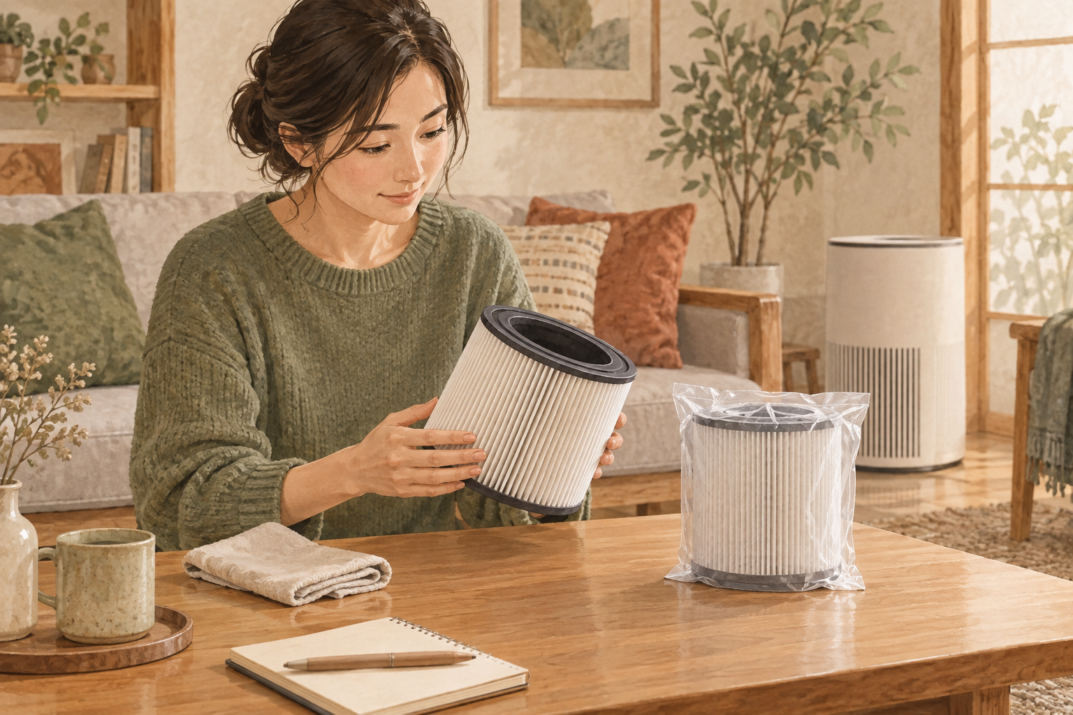 交換用フィルターを用意する生活イメージ