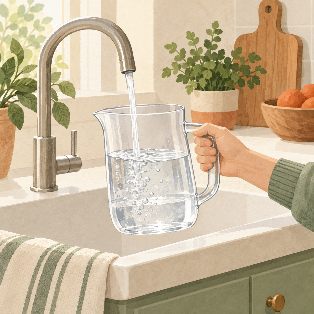 水差しへ給水を準備するイメージ