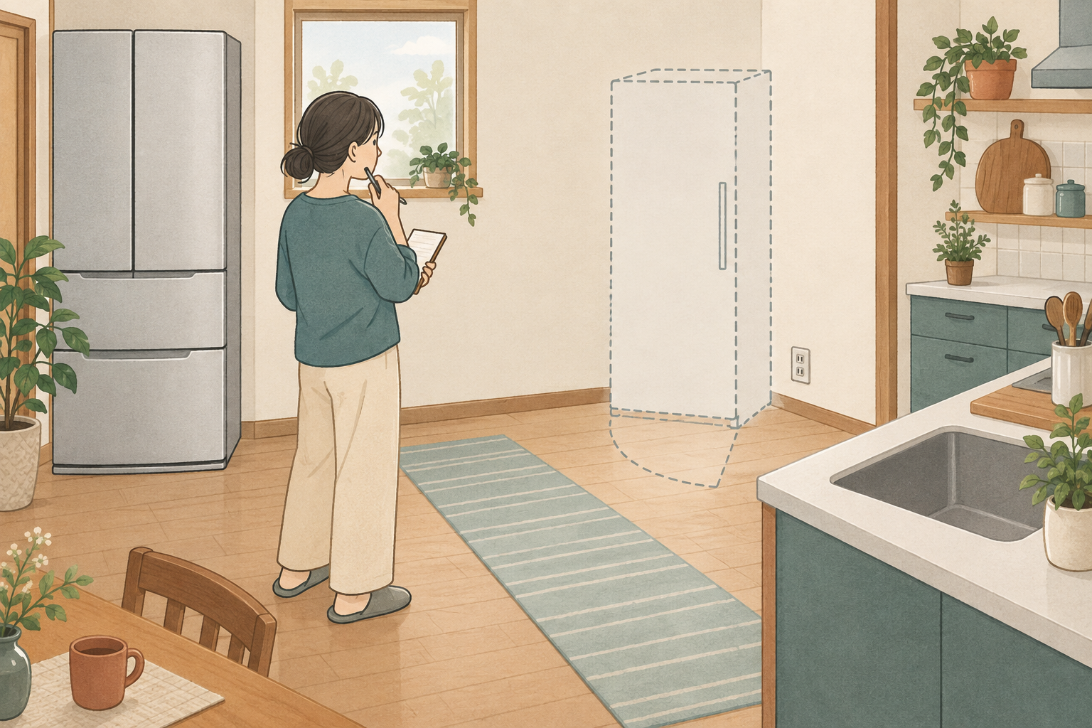 冷凍庫を増設する前に空き場所と通路を考える人